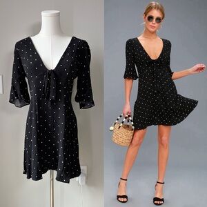 Free People All Yours Black and White Polka Dot Mini Dress